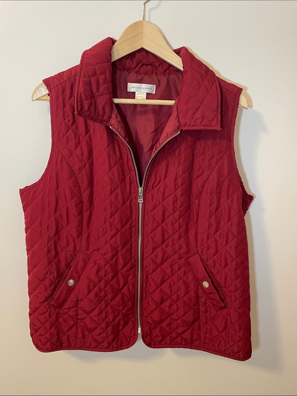 Christopher & Banks Women’s Large Burgundy Quilted Vest